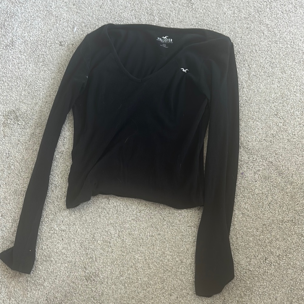 Hollister Women's Elegant Black V-Neck Blouse